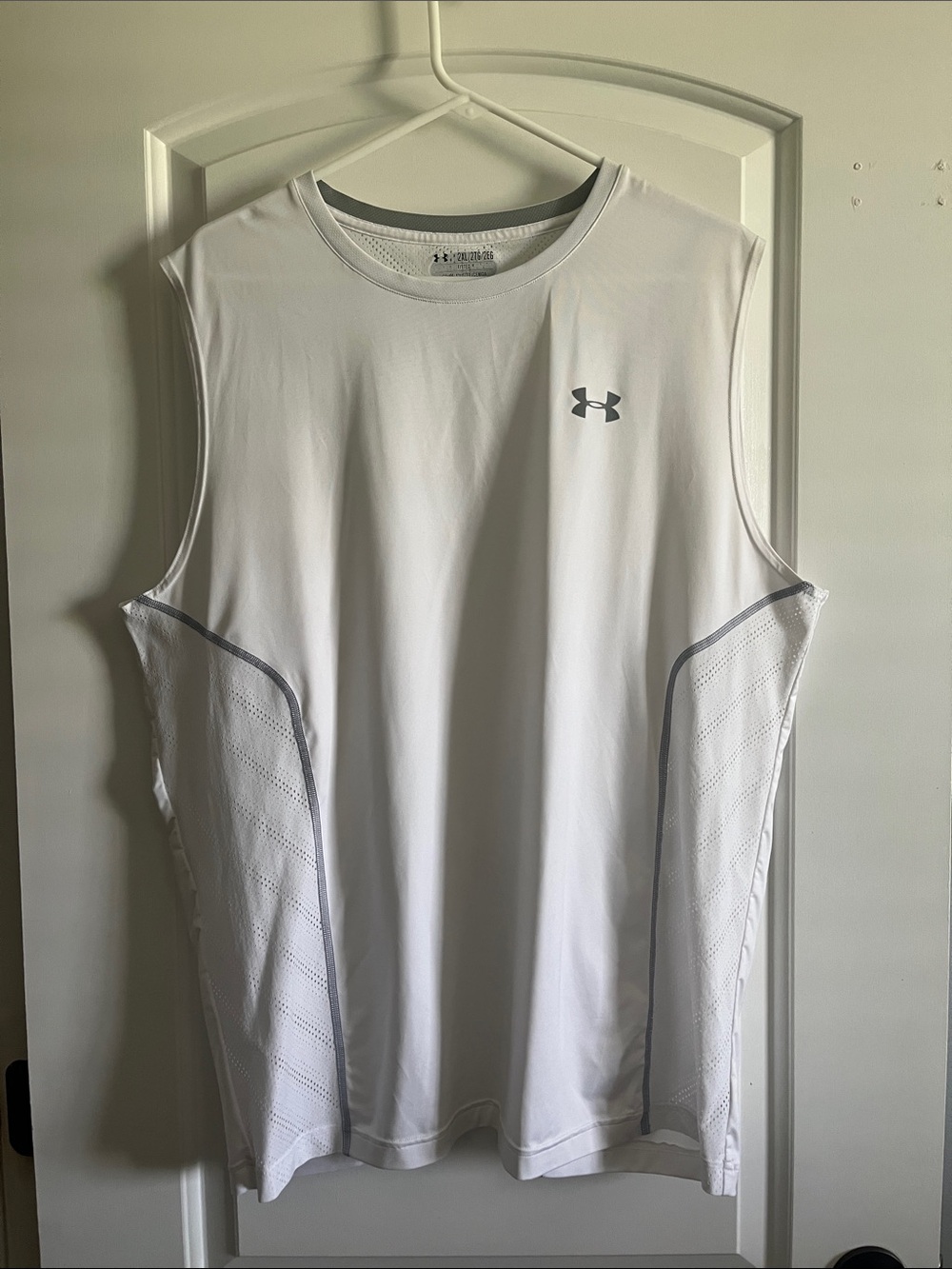 Under Armour White Men's Sleeveless Training Tank with Gray Logo